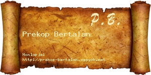 Prekop Bertalan névjegykártya